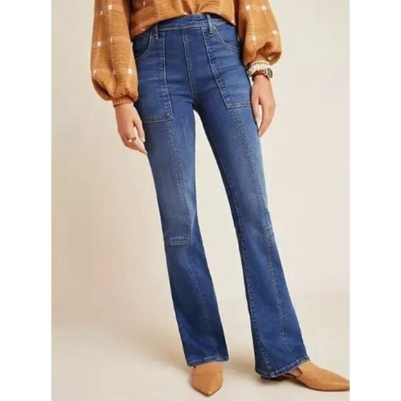Anthropologie Pilcro High-Rise Carpenter Bootcut Jeans Flare Leg Blue Size 26 - Picture 1 of 7